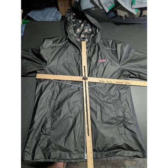 Simply Southern Rain Coat Black Rain Coat with Daisy Print on Hood Women's Large - Picture 5 of 5